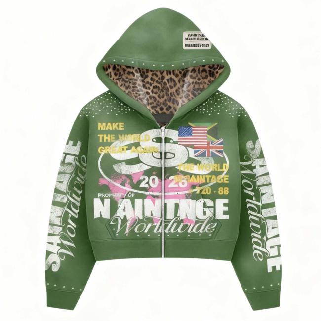 Custom-Vintage-Men's-Distressed-Zip-up-Heavyweight-Hoodie,green