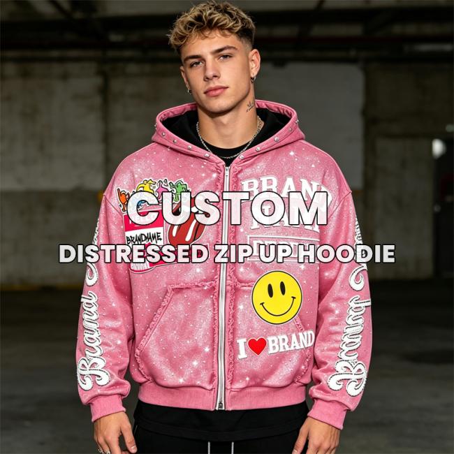 Custom-Distressed-Zip-up-Hoodie