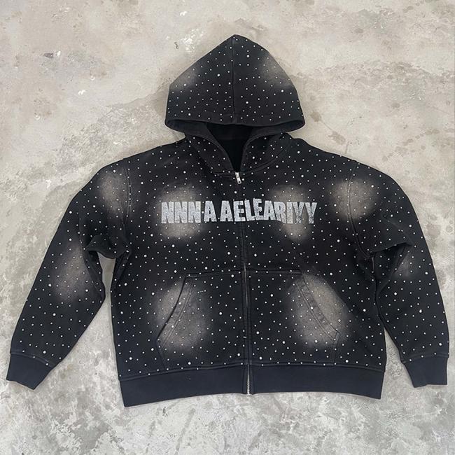 Heavyweight-Rhinestone-Mens-Clothing-Streetwear-Hip-Hop-Acid-Wash-Hoodie