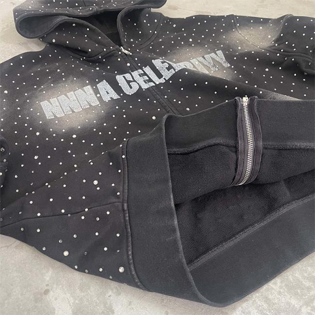 Heavyweight-Rhinestone-Mens-Clothing-Streetwear-Hip-Hop-Acid-Wash-Hoodie