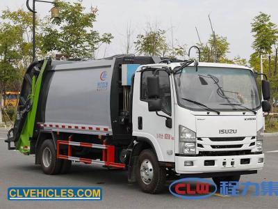 China ELF 190hp 10000L ISUZU caminhão de lixo compactador hidráulico de lixo à venda