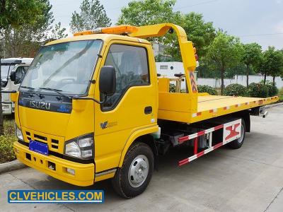 China Winch 600P ISUZU Tow Truck All Terrain 130hp 4 ton Flatbed Tow Trucks for sale