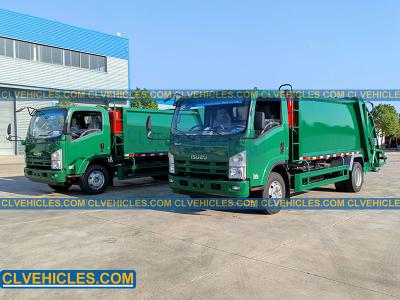 China 190hp 10CBM ISUZU ELF caminhão de lixo Direção elétrica 10-20 toneladas à venda
