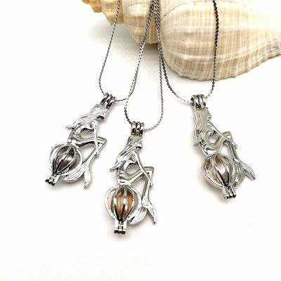 China Silver Plated Creative Mermaid Fashion Jewelry Making Pearl Necklace Set for sale