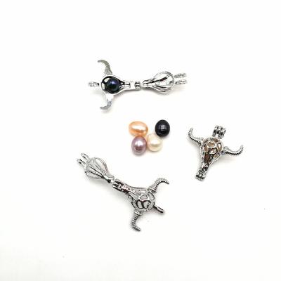 China DIY Pendant Jewelry Alloy ox-head Shaped Wish Pearl Cage Pendant for sale