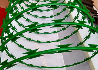 China Green 8m Concertina Barbed Wire BTO-22 Concertina Razor Wire for sale