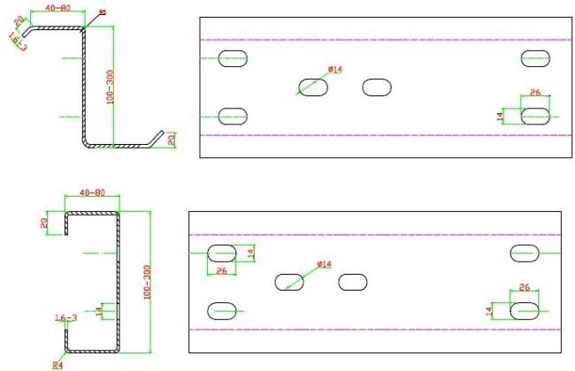 Automatic Steel Purlin Roll Forming Machine with PLC Control System For Cee Zee Purlins