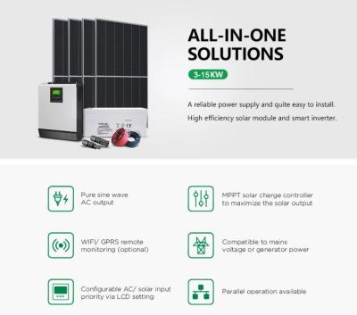China Sistema de energía solar para el hogar de 10KW fuera de la red con 20 piezas de panel solar de 550W en venta