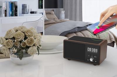 China 80Hz Portable Wireless Charging TM Bluetooth Speaker Alarm Clock for sale