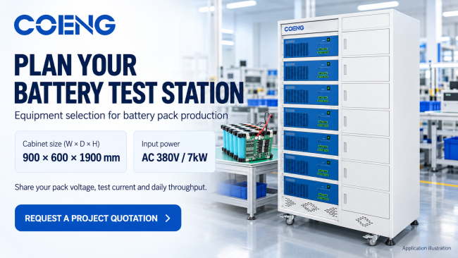 COENG battery pack aging machine cabinet dimensions and rear connection layout