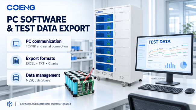 Battery pack aging machine PC software interface for test recipe programming