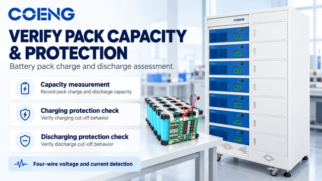 Four-wire voltage and current detection connection on battery pack test station