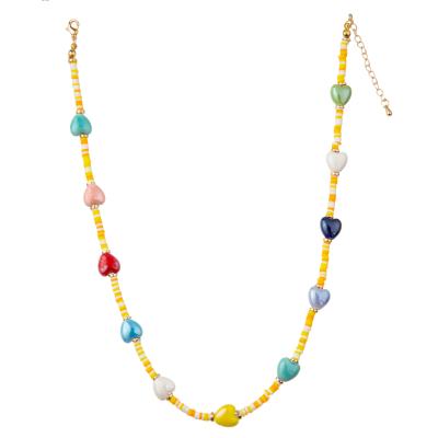 China Multicolor Beaded 14K Gold-Plated Chain Link Necklace with Butterfly/Flower/Heart/Shell/Star Pendant for sale
