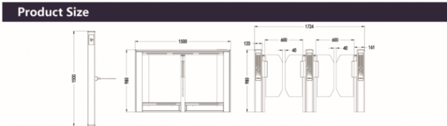 Intelligent Swing Barrier Gate Turnstile 900mm Passage Width 0