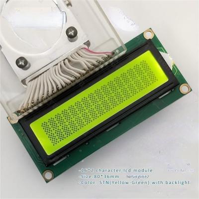 China 16x2 Character LCD Module Display STN Yellow / Blue 1/16 Duty 1/5 Bias PCB+PIN for sale