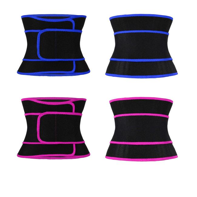 blue and pink Double Velcro Waist Trimmer Belt