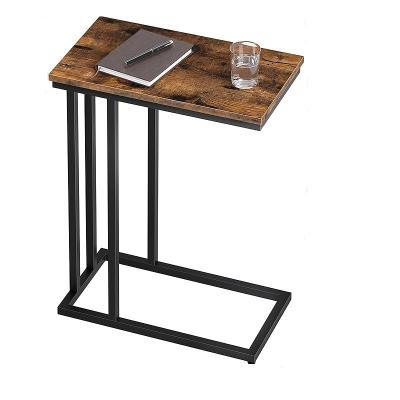China Metal Base and Wooden top C Shaped Side Table - for Home Decor Tables, Coffee Table - Black for sale