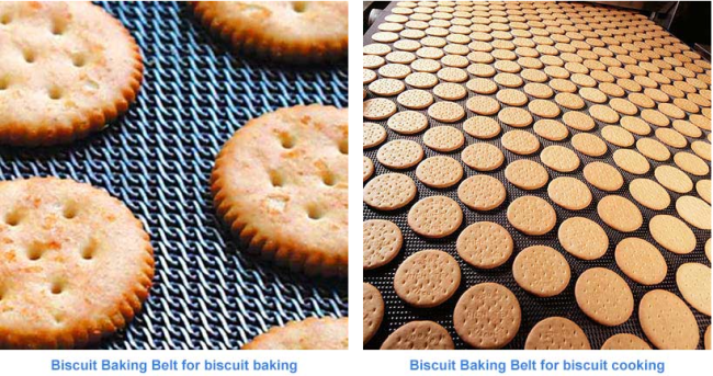 Biscuit baking belt in industrial application