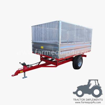 China Dump Trailer With Higher Wire Mesh Panels ;Farm Machinery ;Tractor Trailer For Hobby Farm for sale