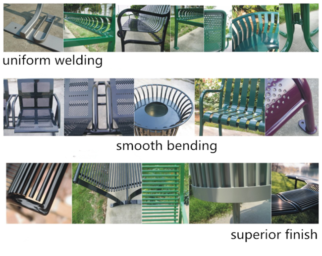 Gavin street furniture steel metal seating bench wood grain aluminum commercial long bench garden seats outdoor furniture