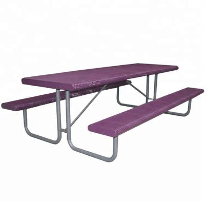 China Rectangular Steel Outdoor Picnic Table Set With Surface Mount Type for sale