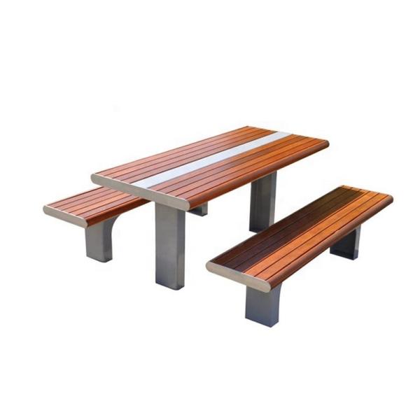 Quality Customized Wood Dining Table Bench Set For Garden Courtyard Restaurant for sale