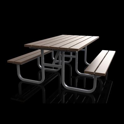 China Rectangular Outdoor Table Benches With Hot Dip Galvanized Powder Coated for sale