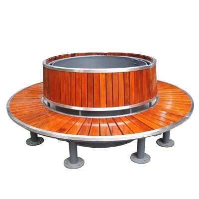 China Circular Curved Wood Round Tree Benches With Sandblasting Zinc Spraying Finish for sale