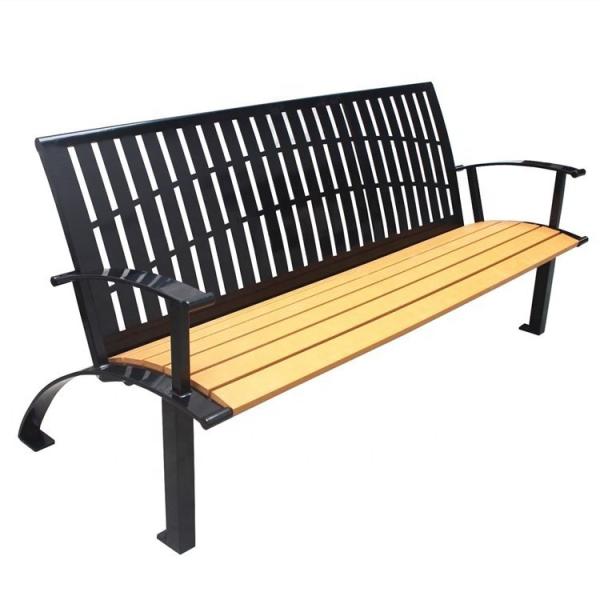 Quality Glossy Matte Finish Outdoor Recycled Plastic Benches With Powder Coated Steel Frame for sale