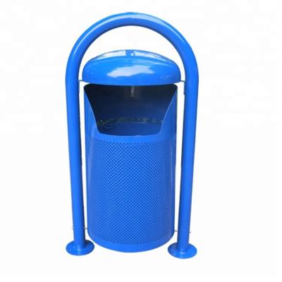 China Environmentally Friendly 32 Gallon Trash Can For Garbage Perforated Steel Sidewall for sale