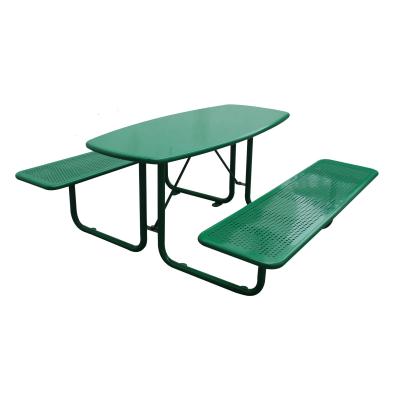 Chine Couleur métallique verte Tables de pique-nique extérieures Chaise ensemble 1600mm Longueur à vendre