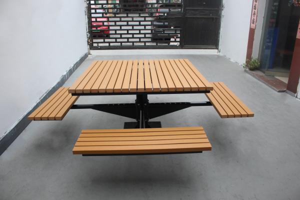 Quality Square Garden Outdoor Picnic Tables With Four Benches Mild Steel Frame for sale