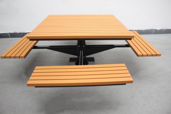 Quality Square Garden Outdoor Picnic Tables With Four Benches Mild Steel Frame for sale