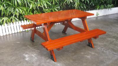 China 2 asientos bancos de mesa de madera para exteriores de 1500 mm de longitud para jardín universitario en venta
