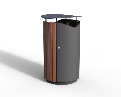 China Outdoor 30 Gallon Commercial Wood And Steel Garbage Bin Outside Garden Large Dustbin Street Park Wooden Garbage for sale