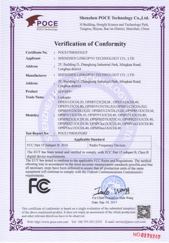 FCC - Shenzhen linkopto Technology Co. Ltd