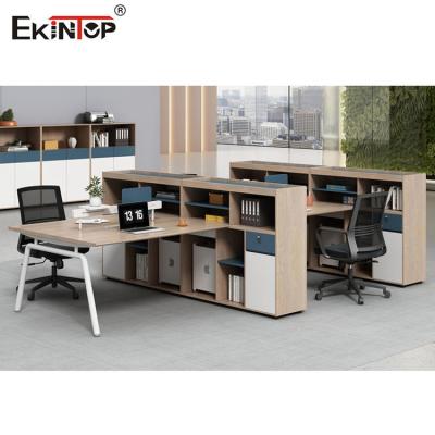 China Wooden Cubicle Office Workstation Two Color Seamless Stitching OEM for sale