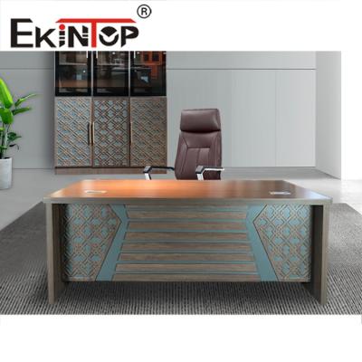 China L Style Modern Office Desk 1000N Load Capacity Wood Veneer Top Mahogany Color for sale