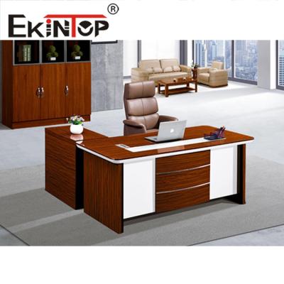 China Mahogany Executive Desk And Chair Office Desk Set With File Cabinet for sale