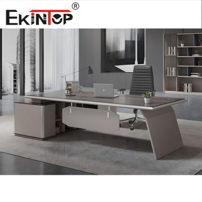 China Matte Chrome Finish Large Office Desk L Shaped Modern Style Desk for sale