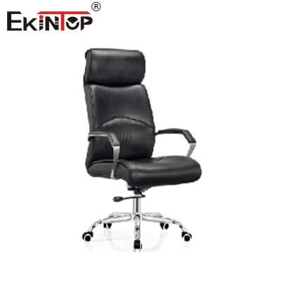China High-back Black Leather Office Chair with Swivel Metal Legs in Business Style for sale