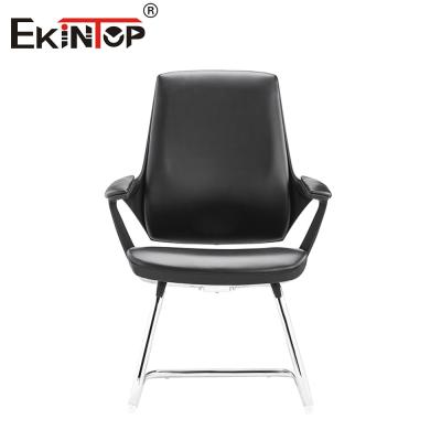 China Mid-Back Leather Office Chair With Bow-Shaped Design For Conference Rooms for sale