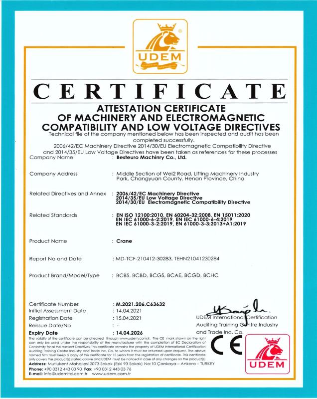 CE - Bestaro Machinery Co.,Ltd
