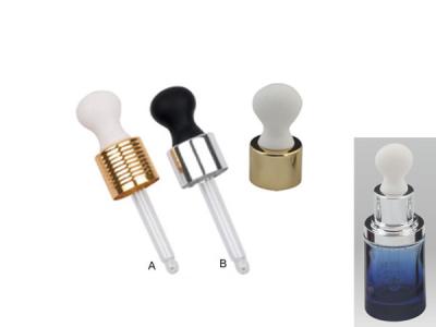 China CL-D404S plastic bulb glass dropper pipettes metal thread aluminum collar essential oil for sale