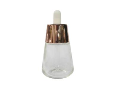 China Taper Cone Shape 1OZ Glass Cosmetic Essential Oil Bottle With Bulb Dropper Pipettes Closures Assemblies For Serum Oil for sale