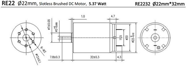 22mm brush motor
