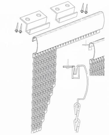 Ceiling installation of chain link curtain track