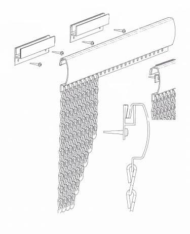 Wall fixation accessory for chain link curtain installation