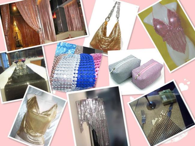 Colorful 3mm Sequin Aluminum Garment Silver Metallic Mesh Fabric For Bag