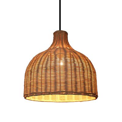 China Bamboo Rattan Pendant Lights Round Shape For Indoor Lighting for sale